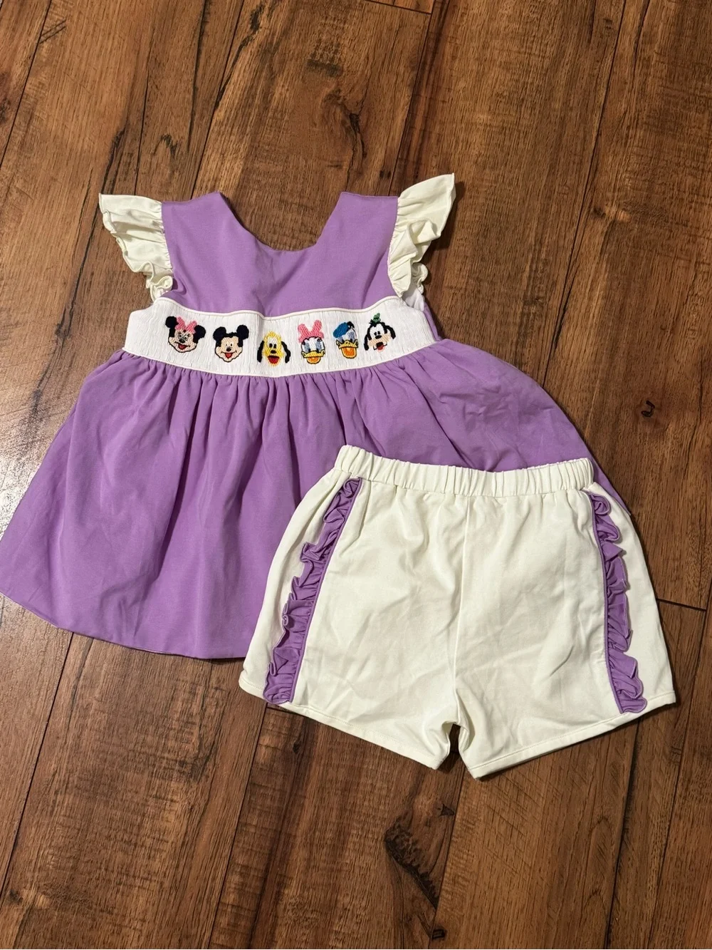 Disney Girls' Lavender Smocked Character Matching Set